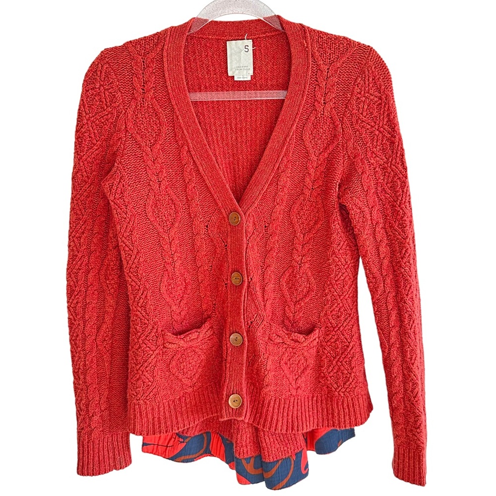 Wool Knit Aran Fisherman Cable Knitted Peplum Sweater Cardigan Jacket